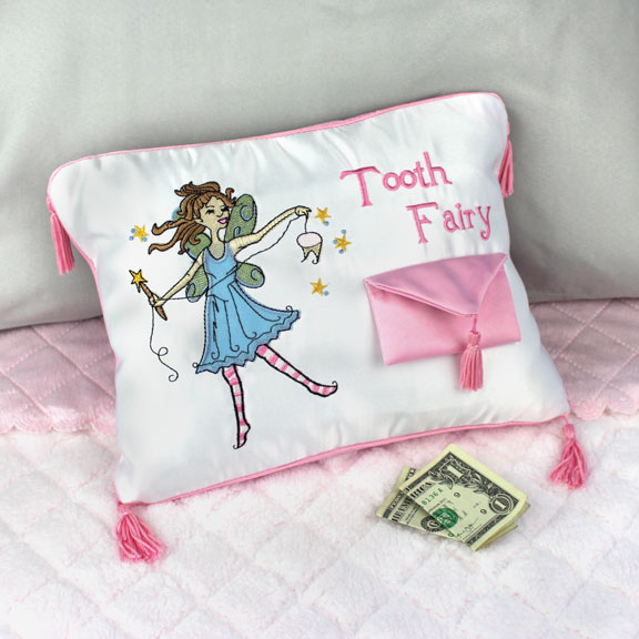 Pink Lillian Rose Tooth Fairy Pocket Pillow